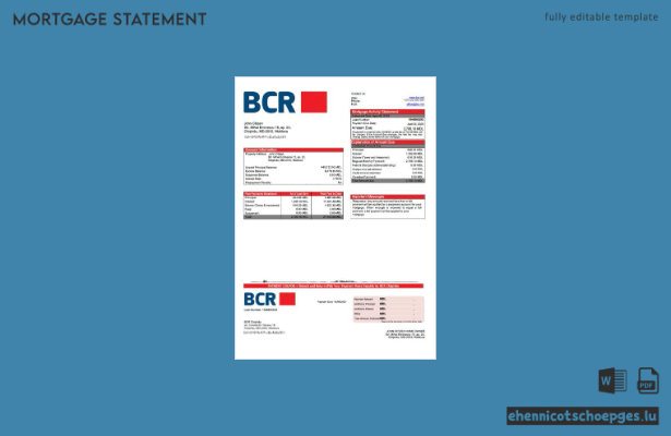 Moldau BCR Chisinau Hypothekenabrechnung Word- und PDF-Beispielvorschau